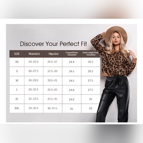 SANTINY Women's Faux Leather Pants #1169 - Picture 10 of 12